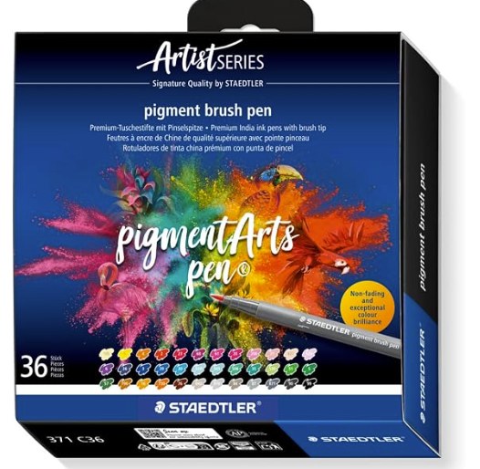 STAEDTLER 371 C36 Pigment Arts Brush Pen, 36 Colours